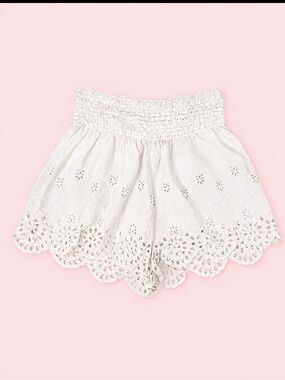 Free People Intimately Ivory Eyelet Smocked Shorts